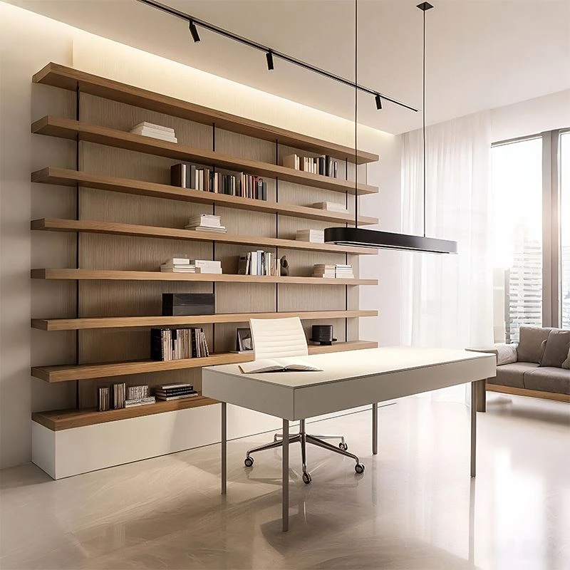 Luxury Floating Wood Bookshelf Wall