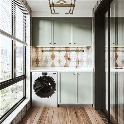 Retro Green Laundry Kabinett